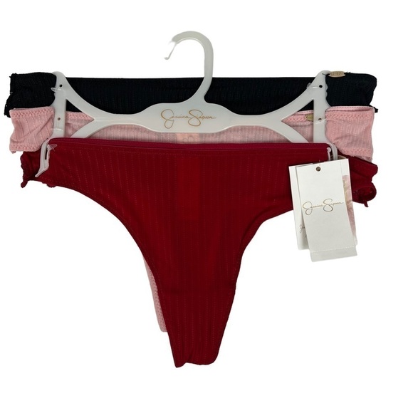 JESSICA SIMPSON Women’s Panties Sz Small Pkg/3 Ultra Flirty Thong Multi Colors - Picture 1 of 8
